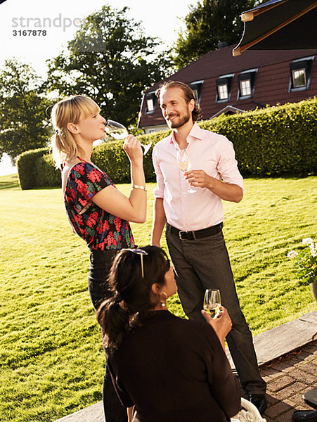 Friends having champagne  Sweden.