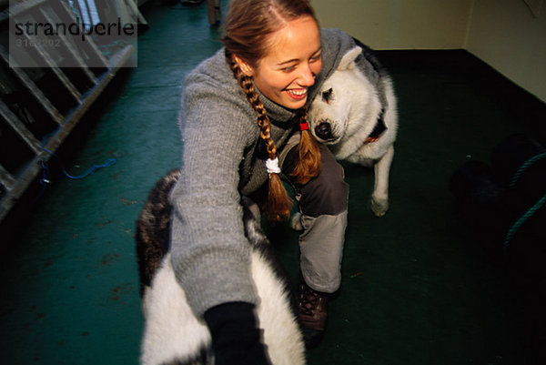 Eine Frau mit Hunden Norwegen.