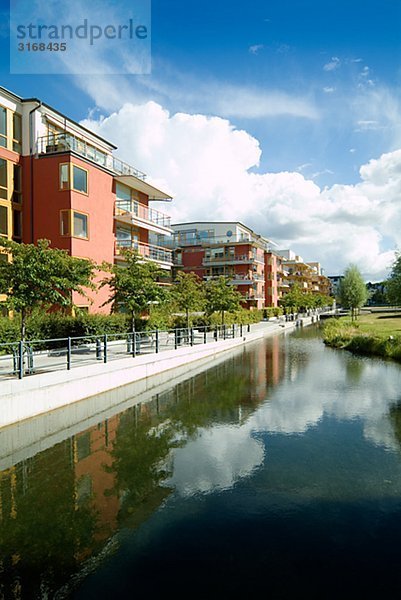 A canal in Hammarby Sjostad  Stockholm  Sweden.