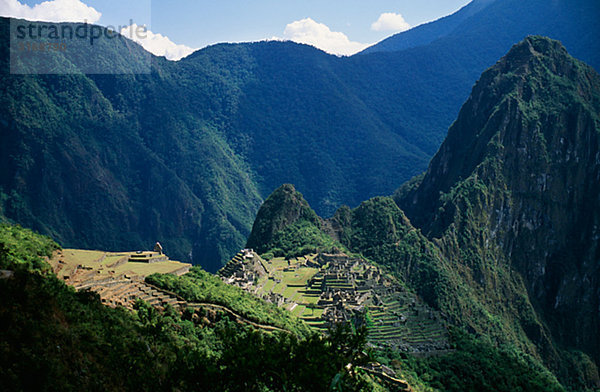 Ansicht von Machu Picchu in Peru Berglandschaft.
