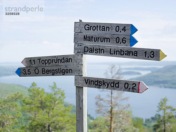 Zeichen auf einem Berg  Schweden.