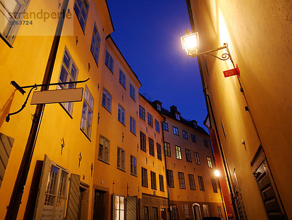 Alley by night  Old Town  Stockholm  Sweden.
