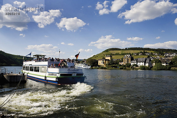 Germany  Rhineland-Palatinate  Traben-Trarbach  Tourboat on Moselle river