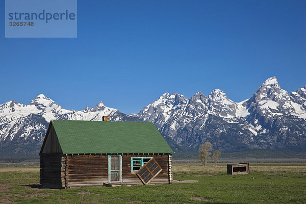 USA  Wyoming  Mormone Haus  im Hintergrund Teton Berge