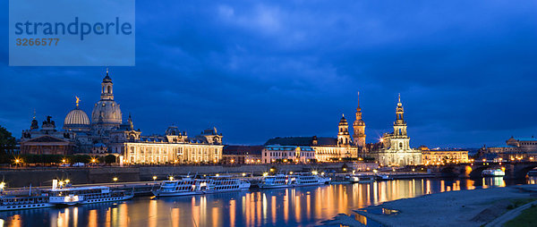 Germany  Saxony  Dresden skyline at night