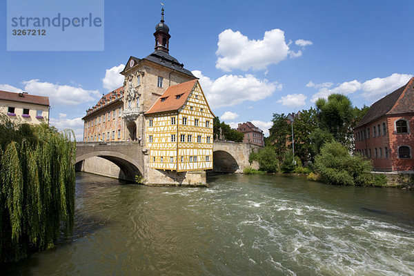 Germany  Bavaria  Franconia  Bamberg  Old City Hall over river