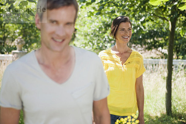 Germany  Hamburg  Couple walking outdoors