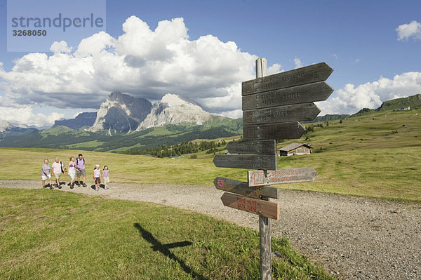 Italy  Seiseralm  Family hiking