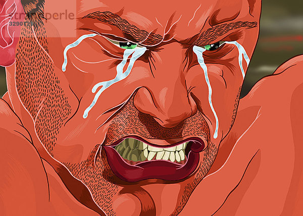 Wütender weinender Mann