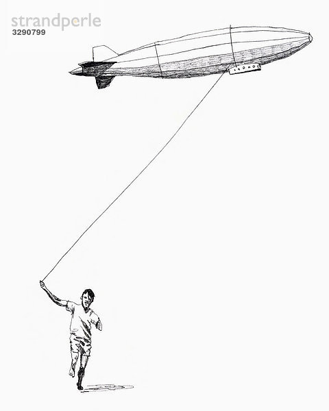Junge zieht einen Zeppelin