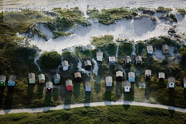 Baden Hütten am Strand  Skane  Schweden.