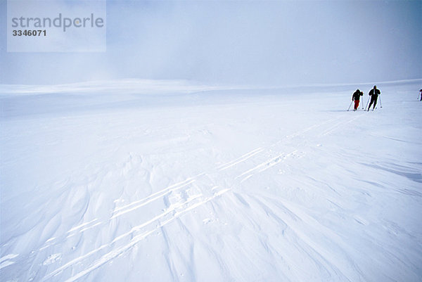 Zwei Skifahrer in der Fjelds  Harjedalen  Schweden.