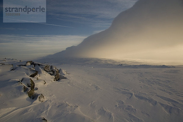 Ein Schneesturm über die hohen Berge  Schweden.