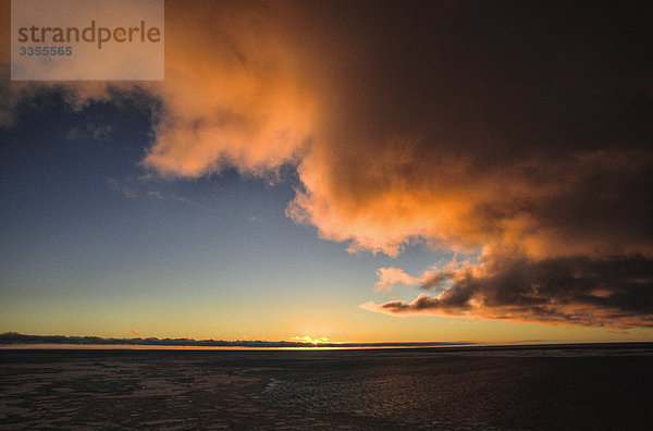 Sonnenuntergang am Meer  der Antarktis.
