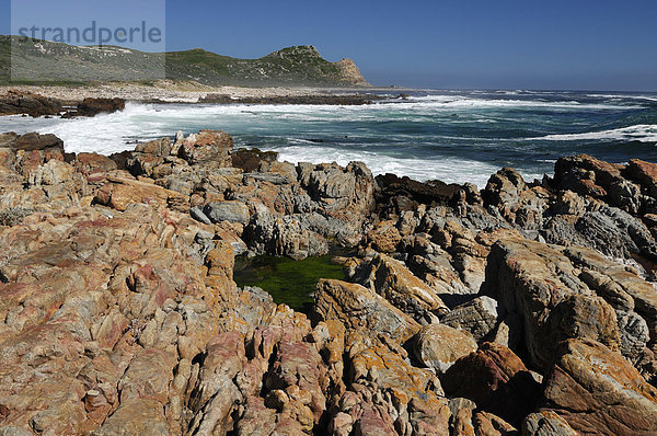 Millers Punkt  False Bay  Cape Peninsula  Western Cape  Südafrika  Surf  rocky  Felsen  Felsen  Meer  Ozean  Natur  Küste  Landschaft  seelandschaft  Pool  Wellen