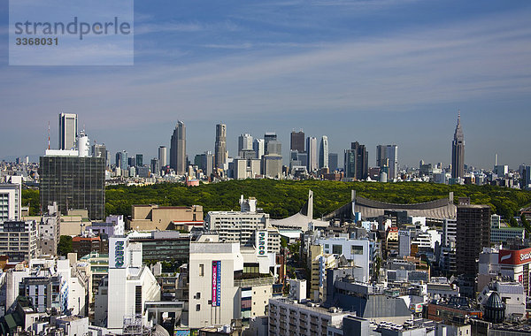 Japan  Tokyo City  Shinjuku District  Skyline  Meiji Park