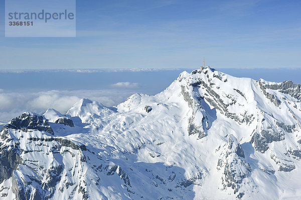 Berg Winter Wolke Nebel Antenne Schweiz