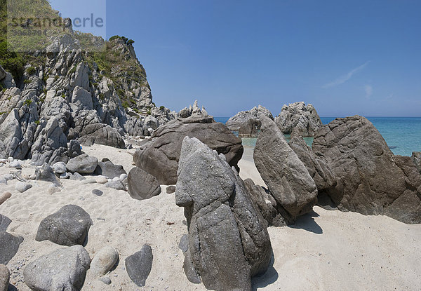 Stein Küste Meer Sand Kalabrien Italien Tropea