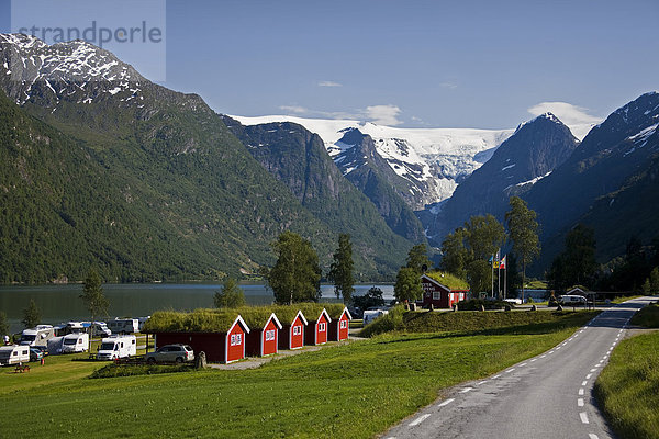 Urlaub Wohnhaus Gebäude Straße Reise Norwegen Fjord Skandinavien Tourismus