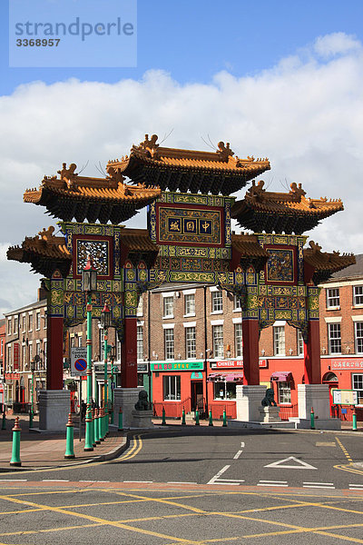 Liverpool  England  Großbritannien  Chinatown  Tor  Eingang  Nelson Street  Tourismus
