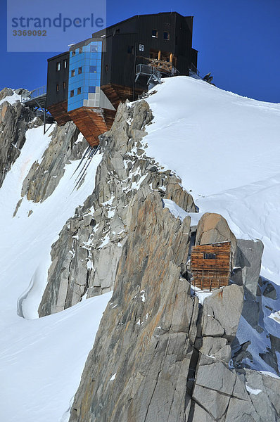Frankreich  schlagen Savoie  Chamonix  Eis  Aiguille du Midi  Hütte  Berg-  steil Station  Bergen