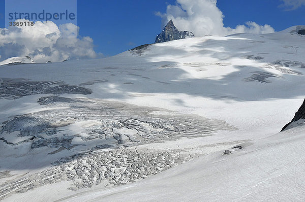 Gletscher  Eis  Berg  Alpen  alpine  Gipfel  Peak  globale Erwärmung  Umgebung  Bereich  Umwelt  Eiskappe  Swiss  Wallis  Schweiz  Europa  festgezurrt out-Route  Polituren  Polituren  Wolken  Gap  Abgrund  Matterhorn  cervin