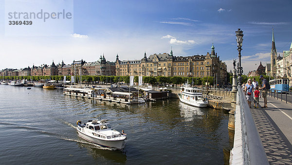 Schweden  Stockholm  Seil-vage  Brücke  Gebäude  Bau  Stadt  Stadt  Boote  Gewässer  Reisen  Tourismus  Ferien  Urlaub
