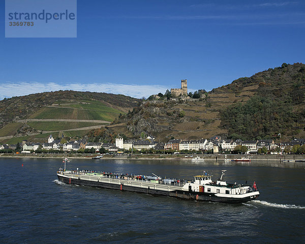 Burg Gutenfels und Rhein  Kaub  Rheinland Pfalz  Deutschland