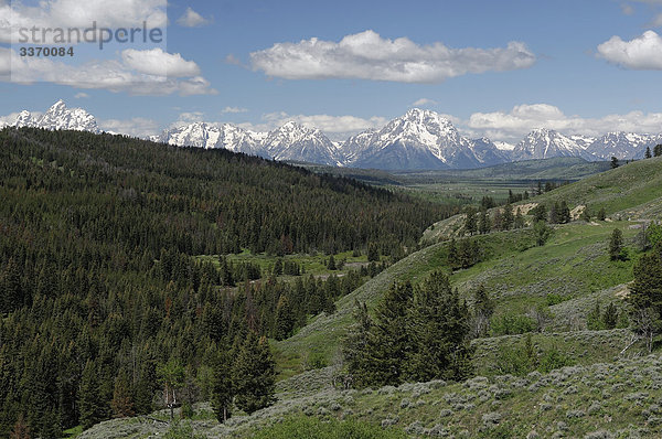 Blick vom Wahlbeteiligung entlang  Highway 26  Teton Gebirges  Grand Teton National Park  Wyoming  USA