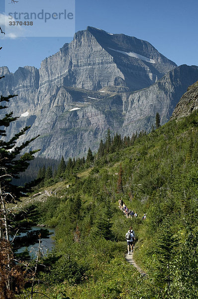 Glacier-Nationalpark  USA  Montana  Natur  Berg  Wiese  Trail