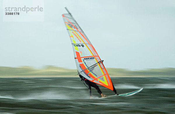 Mann beim Windsurfing  List  Sylt  Deutschland