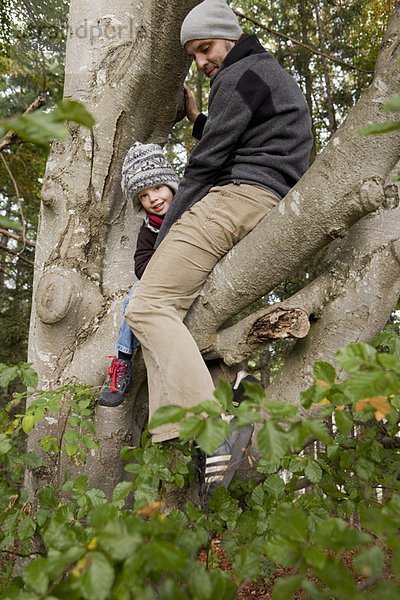 Vater und Sohn auf einem Baum