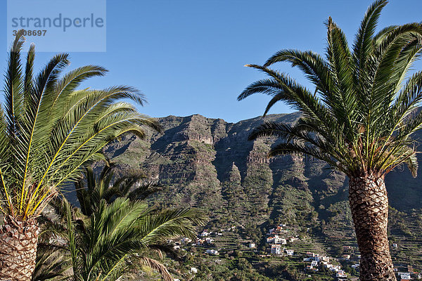 Blick auf Valle Gran Rey  La Gomera  Spanien  Erhöhte Ansicht