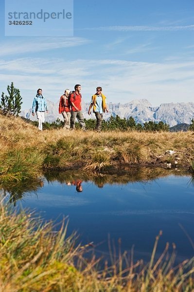 Österreich  Salzburger Land  Vier Wanderer in der Landschaft