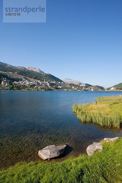 Schweiz  Graubünden  Engadin  St. Mortitz mit St. Moritzer See