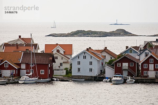 Gebäude Boot Meer Nachbarschaft Ansicht Bohuslän