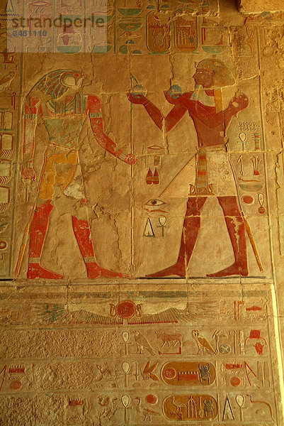Relief an einer Wand  Hatschepsut Tempel  Luxor  Ägypten  Detail