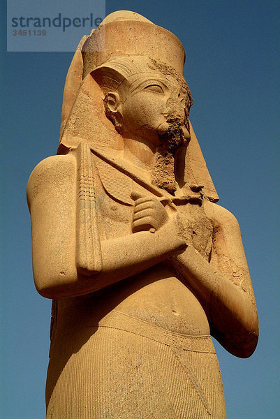 Statue eines Pharaos  Tempel von Karnak  Karnak  Ägypten  Flachwinkelansicht