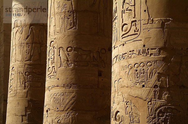 Säulen des Amun-Re-Tempels  Karnak  Ägypten  Detail