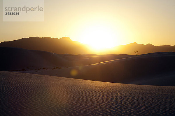 Sonnenuntergang im White Sands National Monument  New Mexico  USA