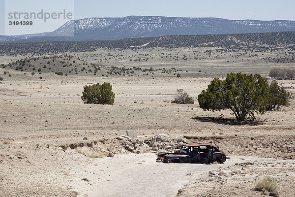 Autowrack in New Mexico  USA  Erhöhte Ansicht