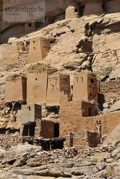 Mali  Bandiagara  Tellem Dorf in Dogon Felsen gemeißelte