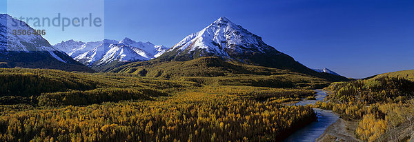 Chugach CT König Berg w/Matanuska River SC AK Herbst