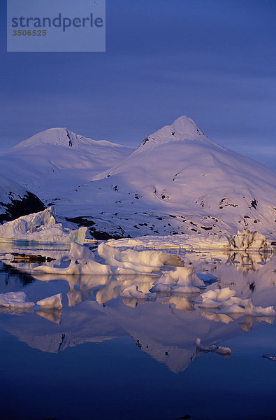 Eisberge in Portage Lake Bard Peak Chugach Mtns SC Winter