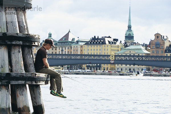 Eine Person Angeln in Stockholm  Schweden