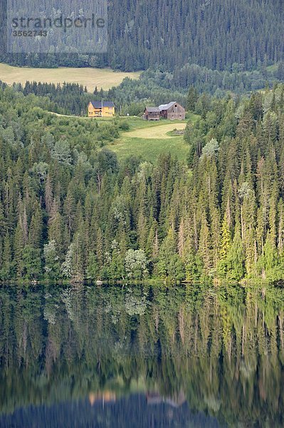 Bauernhaus See Hintergrund Norwegen Ansicht Skandinavien