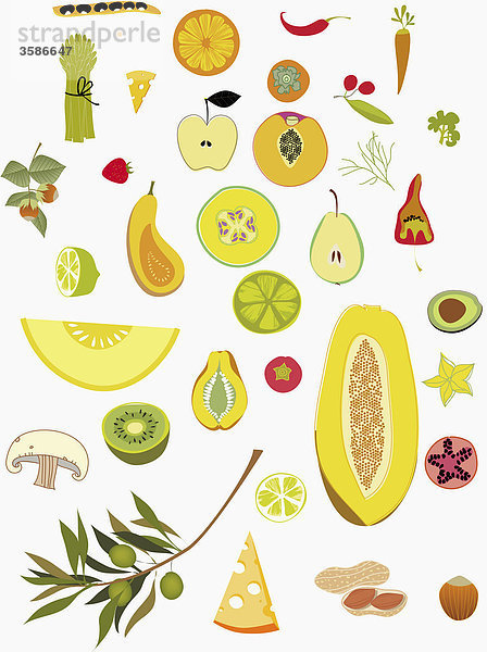 Auswahl an Obst und Gemüse