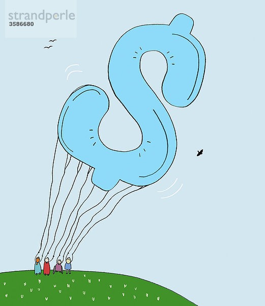 Großes Dollarsymbol an Luftballon