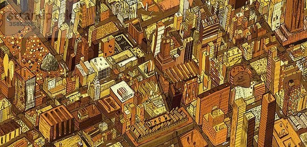 Luftaufnahme einer Stadt mit Hochhäusern