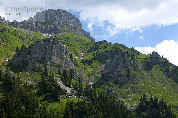 Köllenspitze und Tannheimer Hütte  Tannheimer Berge  Tirol  Österreich  Europa